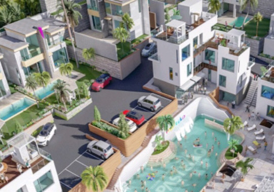 리조트 개발기업 파스텔로기 분양하는 수익형 복합리조트 단지 '양평 파스텔로 풀빌라 리조트' 조감도.<파스텔로 제공>